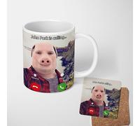 John Pork is Calling Mug Funny Meme Inspired Coffee Cup Internet Joke Novelty Tea Mug 11oz Gift with Optional Matching Coaster or Magic Heat Changing