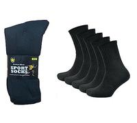 John Rider 12 Pairs Men's Sport Socks - Cotton Rich Cushioned Sole Suitable for all Sports [UK Shoe Size 6-11 or Big Foot 11-14; Black or White] (6-11 UK Shoe Size, Black)
