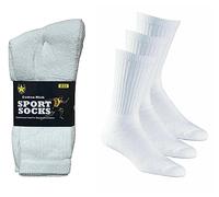 John Rider 12 Pairs Men's Sport Socks - Cotton Rich Cushioned Sole Suitable for all Sports [UK Shoe Size 6-11 or Big Foot 11-14; Black or White] (6-11 UK Shoe Size, White)
