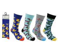 John Rider Mens 4 Pair Pack Jolly Dress Socks, Colorful Novelty Funny Casual Combed Cotton Crew Socks (UK, Numeric, 6, 11, Regular, Regular, Animals)