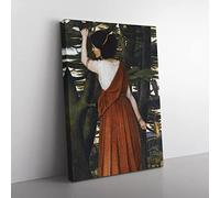 John Roddam Spencer Stanhope Lady With A Torch Classic Painting Canvas Wall Art Print Ready to Hang, Framed Picture for Living Room Bedroom Home Office Décor, 76x50 cm (30x20 Inch)