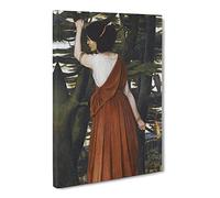 John Roddam Spencer Stanhope Lady With A Torch Classic Painting Canvas Wall Art Print Ready to Hang, Framed Picture for Living Room Bedroom Home Office Décor, 20x14 Inch (50x35 cm)