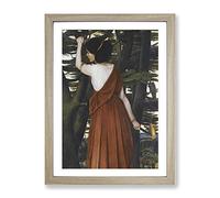 John Roddam Spencer Stanhope Lady With A Torch Classic Painting Framed Wall Art Print, Ready to Hang Picture for Living Room Bedroom Home Office Décor, Oak A2 (64 x 46 cm)