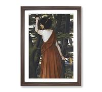 John Roddam Spencer Stanhope Lady With A Torch Classic Painting Framed Wall Art Print, Ready to Hang Picture for Living Room Bedroom Home Office Décor, Walnut A4 (34 x 25 cm)