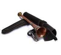 John Shooter Copper & Brass Fox Hunting Banded Horn & Bridle Brown Leather Case (Banded Horn)