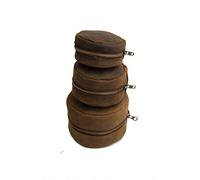 John Shooter England Distressed Leather Fly Fishing Reel Case Lambs Wool Lined (4")