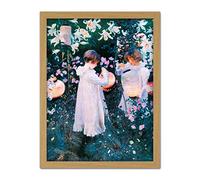 John Singer Sargent Carnation Lily Rose Painting Artwork Framed Wall Art Print 18X24 Inch