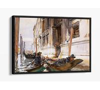 John Singer Sargent, Gondolier'S Siesta Canvas Floater Frame Print Picture Art - Black Frame 18 inch wide x 12 inch high