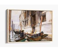 John Singer Sargent, Gondolier'S Siesta Canvas Floater Frame Print Picture Art - Light Oak Frame 36 inch wide x 24 inch high