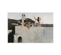 John Singer Sargent Painter's《Capri Girl On A Rooftop》Art Poster Home Decor Wall Art Hanging Picture Print Bedroom Decorative Room Aesthetic 16x24inch(40x60cm)
