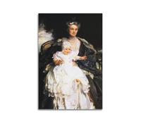 John Singer Sargent Poster Work《Mrs. Henry Phipps And Her Granson Winston (1907)》 Wall Art Scroll Canvas Painting Picture Living Room Decor Home 16x24inch(40x60cm)