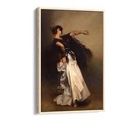 John Singer Sargent The Spanish Dancer Print Canvas Floater Frame Print Picture Art - Light Oak Frame 20 inch wide x 30 inch high