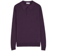 John Smedley Hodson Ribbed Merino Wool Polo Shirt - Dark Purple - S