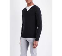 John Smedley Mens Black Blenheim V-neck Wool Jumper S