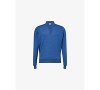 John Smedley Mens John Smedley Knitted Long-Sleeve Wool Polo Top Charles Blue S