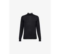 John Smedley Mens John Smedley Mock-Neck Fine-Knit Merino-Wool Jumper Black M
