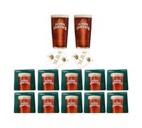 John Smith's Beer Glass Set with 2 Pint Glasses and 10 Pub Coasters, Traditional Bar Collection