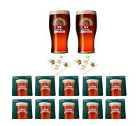 John Smith's Extra Smooth Beer Glass Set, 2 Pint Glasses and 10 Beer Mats, Official Pub Drinkware Collection