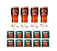 John Smith's Extra Smooth Beer Glasses, Traditional Pint Glass Set of 4 Glasses, Plus 10 Beer Coasters