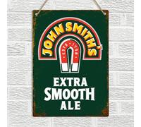John Smiths Vintage Retro Style Metal Wall Sign Plaque Ale Beer Pub Bar Man Cave Vintage Metal Sign Plaque Poster 8X12 Inches