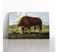 John Steuart Curry Bull Cow Canvas Print | Gallery Wrapped 30mm Frame Wall Art | 20x14 inches | Ready to Hang | Modern Animals Picture | Living Room Bedroom Lounge Office