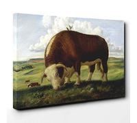 John Steuart Curry Bull Cow Canvas Print | Gallery Wrapped 30mm Frame Wall Art | 30x20 inches | Ready to Hang | Modern Animals Picture | Living Room Bedroom Lounge Office