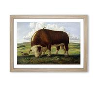 John Steuart Curry Bull Cow Framed Print | A2 Oak Framed Wall Art | Ready to Hang | Modern Animal Picture | Living Room Bedroom Lounge Office
