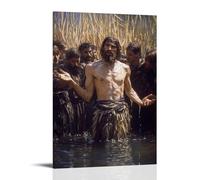 John The Baptist Baptizing The Crowd with Wild Fervor, His Voice Like Thunder Beneath The Swaying Reeds of The Jordan. Contemporary Wall Mural - Decorative Hanging Poster Art 20x30inch(50x75cm)