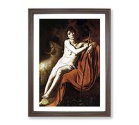 John The Baptist By Caravaggio Classic Painting Framed Print | A2 Walnut Framed Wall Art | Ready to Hang | Classic Historical Picture | Living Room Bedroom Lounge Office
