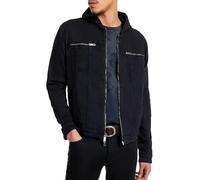 John Varvatos Men's Hooded Jean JKT Denim Jacket, Black 1, L