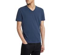 John Varvatos Men's Miles Short Sleeve Slub V-Neck with Cut Raw Edge T-Shirt, Oiled Blue, XL