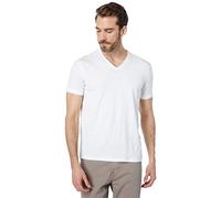 John Varvatos Men's Short Sleeve SLUB V-Neck with Cut RAW Edge T-Shirt, Salt, Large