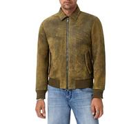 John Varvatos Men's Oakley Bomber Leather Jacket, Chamois, 48