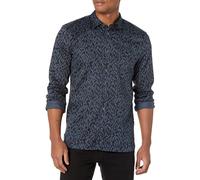 John Varvatos Men's Ross Shirt in Animal, Navy, XXL
