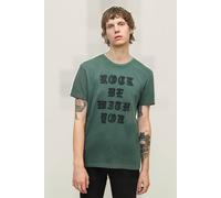 John Varvatos Ss Raw Edge Tee - Rock Be With You Dark Moss size S | Print T-Shirts Outlet | Men | White S