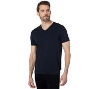 John Varvatos Men's Short Sleeve SLUB V-Neck with Cut RAW Edge T-Shirt, Black, S