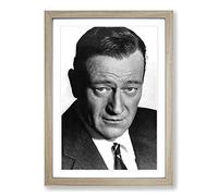 John Wayne Head Shot Framed Print | A2 Oak Framed Wall Art | Ready to Hang | Modern Nature Picture | Living Room Bedroom Lounge Office
