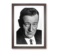 John Wayne Head Shot Modern Framed Wall Art Print, Ready to Hang Picture for Living Room Bedroom Home Office Décor, Walnut A2 (64 x 46 cm)