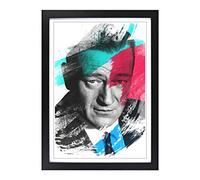 John Wayne Head Shot V2 Framed Print | A2 Black Framed Wall Art | Ready to Hang | Modern Nature Picture | Living Room Bedroom Lounge Office