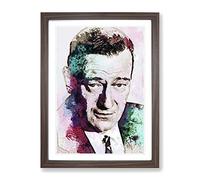 John Wayne In Abstract Modern Art Framed Wall Art Print, Ready to Hang Picture for Living Room Bedroom Home Office Décor, Walnut A4 (34 x 25 cm)
