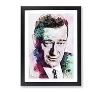 John Wayne In Abstract Modern Art Framed Wall Art Print, Ready to Hang Picture for Living Room Bedroom Home Office Décor, Black A2 (64 x 46 cm)
