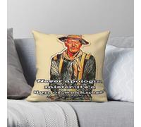 John Wayne Never Apologize Square Pillowcase Polyester Linen Velvet Creative Decorative Throw Pillow Case Car Cushion Cover 18"
