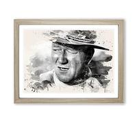 John Wayne No.3 Modern FC Framed Wall Art Print, Ready to Hang Picture for Living Room Bedroom Home Office Décor, Oak A3 (46 x 34 cm)