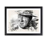 John Wayne No.3 Modern FC Framed Wall Art Print, Ready to Hang Picture for Living Room Bedroom Home Office Décor, Black A4 (34 x 25 cm)