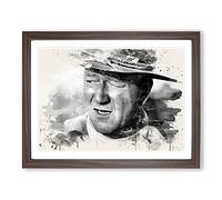 John Wayne No.3 Modern FC Framed Wall Art Print, Ready to Hang Picture for Living Room Bedroom Home Office Décor, Walnut A3 (46 x 34 cm)