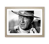 John Wayne No.3 Modern Framed Wall Art Print, Ready to Hang Picture for Living Room Bedroom Home Office Décor, Oak A2 (64 x 46 cm)