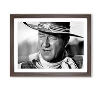 John Wayne No.3 Modern Framed Wall Art Print, Ready to Hang Picture for Living Room Bedroom Home Office Décor, Walnut A3 (46 x 34 cm)