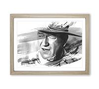 John Wayne Vol.3 V1 Modern Framed Print | A4 Oak Framed Wall Art | Ready to Hang | Modern Nature Picture | Living Room Bedroom Lounge Office