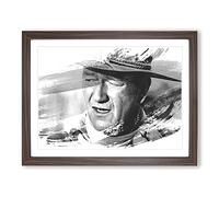 John Wayne Vol.3 V1 Modern Framed Wall Art Print, Ready to Hang Picture for Living Room Bedroom Home Office Décor, Walnut A4 (34 x 25 cm)
