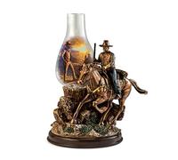 John Wayne 'Western Hero' Hurricane Lamp - an Officially Licensed John Wayne Handcrafted lamp with Vibrant Artwork Upon a Real Glass Lantern by The Bradford Exchange